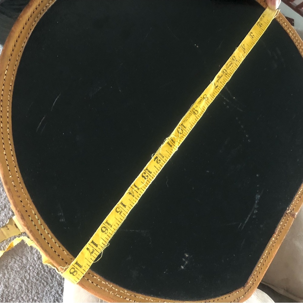 Large Antique Navy/Tan Leather Travel Hat Box ca 1919 - Picture 11 of 17